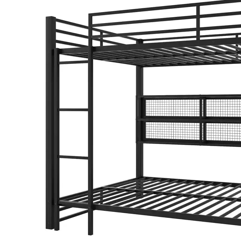 Luxystar Lit superposé en métal taille Queen avec 6 armoires de rangement ouvertes et LED 7 couleurs, noir