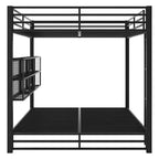 Luxystar Lit superposé en métal taille Queen avec 6 armoires de rangement ouvertes et LED 7 couleurs, noir