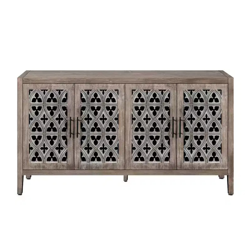 Buffet de salle à manger/crédence de ferme vintage de 152 cm, en bois vieilli avec portes ajourées - Panipeachy