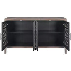 Buffet de salle à manger/crédence de ferme vintage de 152 cm, en bois vieilli avec portes ajourées - Panipeachy