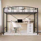 Lit mezzanine compact pour chambre à coucher - Construction métallique robuste - Lattes en acier solides - Design moderne pour enfants, adolescents et adultes