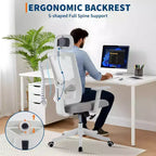 Chaise de bureau ergonomique en maille | Appui-tête rembourré et roulettes | Chaise de jeu/bureau pour salle d'e-sport, bureau, chambre