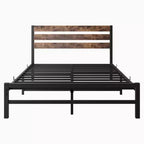 MAYEERTY Cadre de lit plateforme en métal pleine grandeur avec tête de lit en bois, rangement sous le lit et silencieux pour chambre à coucher