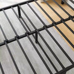 MAYEERTY Cadre de lit plateforme en métal pleine grandeur avec tête de lit en bois, rangement sous le lit et silencieux pour chambre à coucher