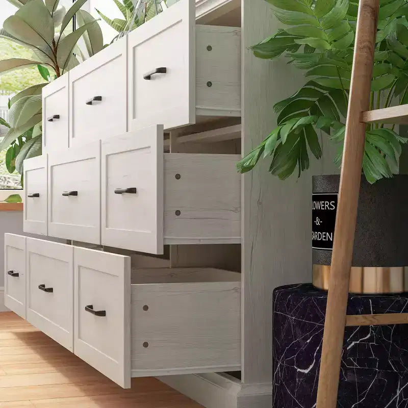 Commode de Rangement Large Rustique Hitow 9 Tiroirs 70,9" de Large pour Salon, Meuble TV, Organisateur de Chambre à Coucher