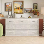 Commode de Rangement Large Rustique Hitow 9 Tiroirs 70,9" de Large pour Salon, Meuble TV, Organisateur de Chambre à Coucher