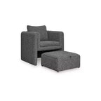 Signature Design by Ashley Vreni, Fauteuil d'appoint et repose-pieds, Noir anthracite, Meuble d'appoint compact pour salon, Rembourrage en polyester