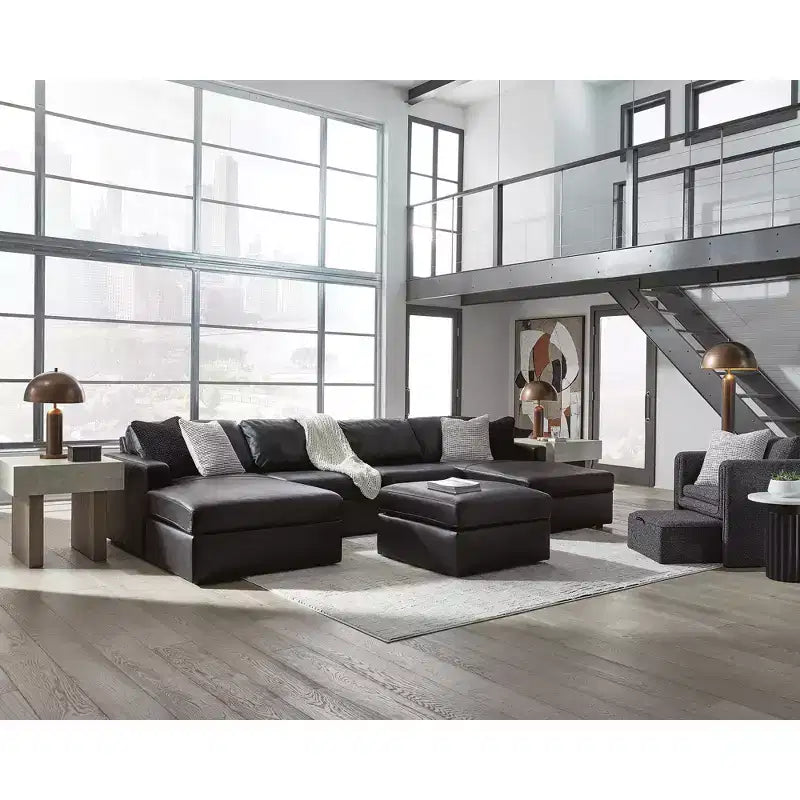 Signature Design by Ashley Vreni, Fauteuil d'appoint et repose-pieds, Noir anthracite, Meuble d'appoint compact pour salon, Rembourrage en polyester