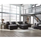 Signature Design by Ashley Vreni, Fauteuil d'appoint et repose-pieds, Noir anthracite, Meuble d'appoint compact pour salon, Rembourrage en polyester
