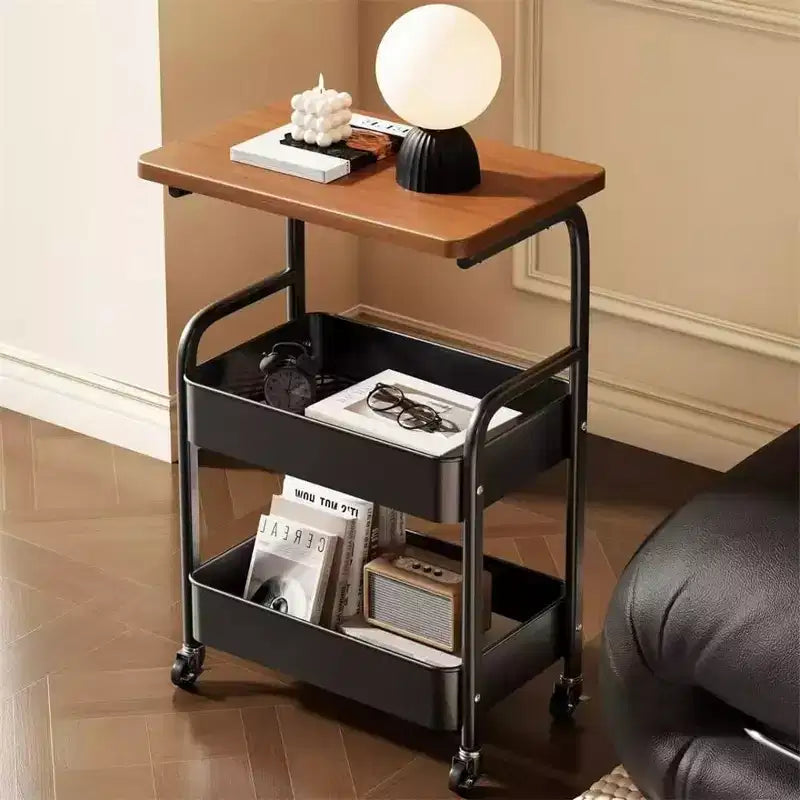 Chariot roulant à 3 niveaux avec plateau, desserte roulante en métal sur roulettes, chariot de rangement robuste avec crochets pour bureau, salle de classe, cuisine