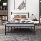 MAYEERTY Queen Size Metal Platform Bed Frame with Headboard/Footboard, Under Bed Storage No Box Spring Needed, Black