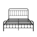 MAYEERTY Lit double plateforme en métal avec tête et pied de lit, rangement sous le lit, sommier tapissier non requis, noir