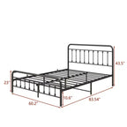 MAYEERTY Lit double plateforme en métal avec tête et pied de lit, rangement sous le lit, sommier tapissier non requis, noir