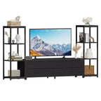 88.9 TV Stand for 75 Inch TV, Entertainment Center with Fabric Drawers & 4-Tier Open Shelves, Modern Media Console with Storage for Living Room