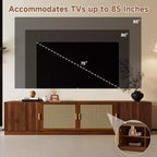 Meuble TV cannelé moderne pour téléviseurs jusqu'à 85", Meuble de rangement de 198 cm de long avec armoire, Table console TV en bois pour salon et chambre