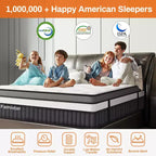 Matelas Queen en boîte 14 pouces, mousse à mémoire de forme au gel et ressorts ensachés, matelas hybride mi-ferme, soutien dorsal et isolation des mouvements, lit rafraîchissant pour les personnes dormant sur le côté