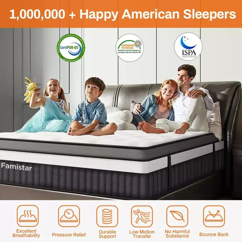 Matelas Queen en boîte 14 pouces, mousse à mémoire de forme au gel et ressorts ensachés, matelas hybride mi-ferme, soutien dorsal et isolation des mouvements, lit rafraîchissant pour les personnes dormant sur le côté