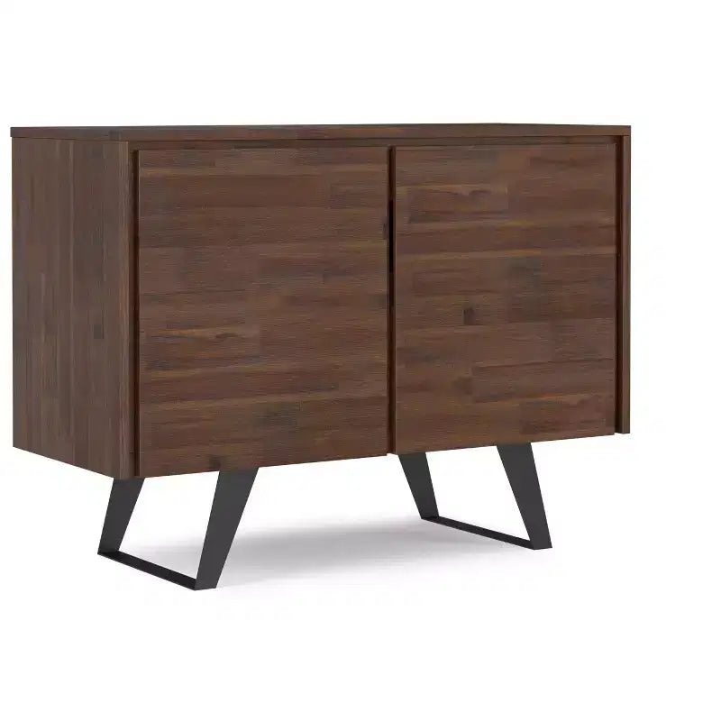 Mitchell SOLID ACACIA WOOD 41 inch Wide Rectangle Modern Industrial 2 Door Sideboard Buffet in Distressed Charcoal Brown