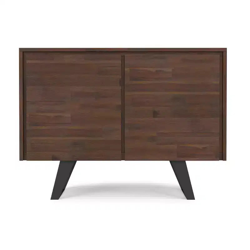 Mitchell Buffet rectangulaire moderne industriel 2 portes en bois d'acacia massif de 41 pouces de large, couleur marron charbon vieilli