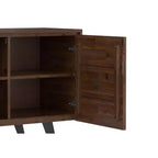 Mitchell Buffet rectangulaire moderne industriel 2 portes en bois d'acacia massif de 41 pouces de large, couleur marron charbon vieilli