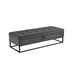 Banc de rangement Okak 58.6 avec base en métal et grand espace de rangement, banc d'entrée capitonné, banc de bout de lit pour salon, chambre à coucher