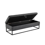 Banc de rangement Okak 58.6 avec base en métal et grand espace de rangement, banc d'entrée capitonné, banc de bout de lit pour salon, chambre à coucher