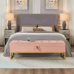 Banc de rangement Okak 58.6 avec base en métal et grand espace de rangement, banc d'entrée capitonné, banc de bout de lit pour salon, chambre à coucher
