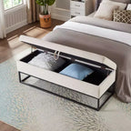 Banc de rangement Okak 58.6 avec base en métal et grand espace de rangement, banc d'entrée capitonné, banc de bout de lit pour salon, chambre à coucher