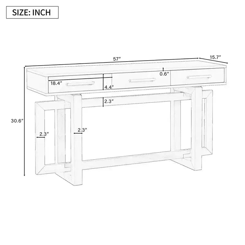 TUYOHW Console moderne avec 3 tiroirs de rangement, table d'entrée extra longue de 145 cm pour entrée, couloir, salon, foyer