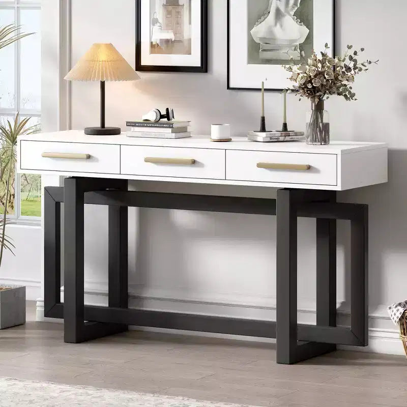 TUYOHW Modern Console Table with 3 Storage Drawers,57 Extra Long Entryway Table for Entryway,Hallway,Living Room,Foyer