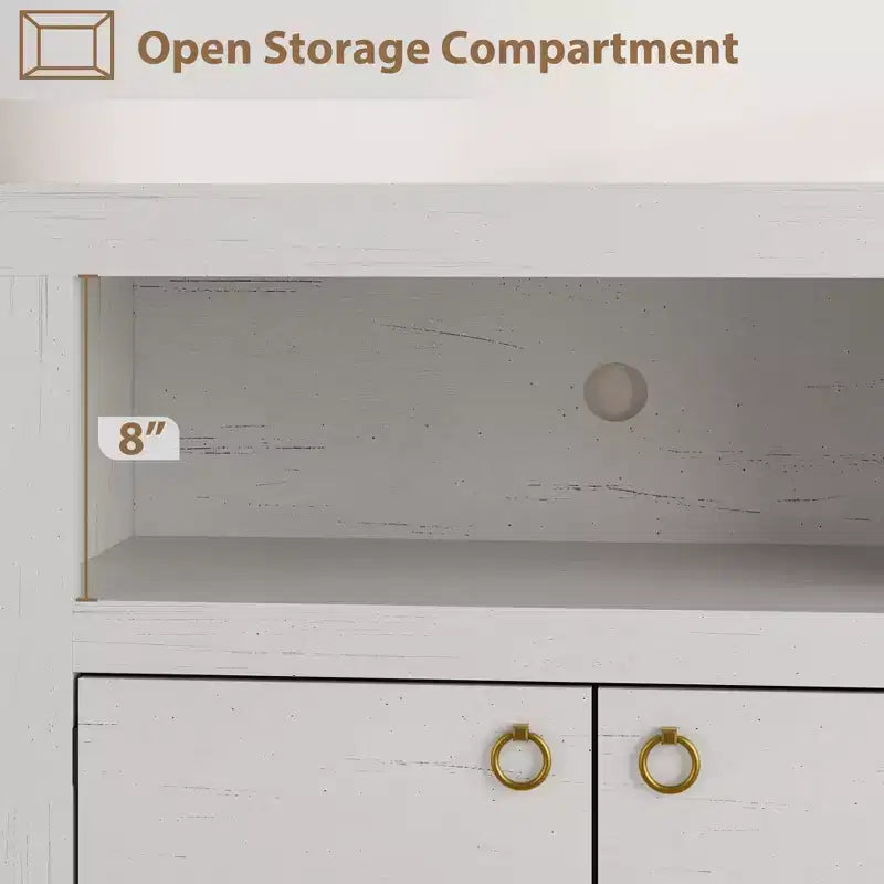 Meuble TV pour téléviseurs de 75/80 pouces, meuble de divertissement de 70 pouces de long avec 6 tiroirs et étagère pour barre de son, console multimédia pour salon et chambre