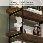Costway Étagère arquée 1/2 pièce, bibliothèque ouverte à 4 niveaux avec cadre métallique robuste pour salon marron rustique et noir/doré et blanc