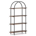 Costway Étagère arquée 1/2 pièce, bibliothèque ouverte à 4 niveaux avec cadre métallique robuste pour salon marron rustique et noir/doré et blanc