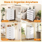 Commode Costway à 5 tiroirs avec pieds et poignées en métal, kits anti-basculement pour placard, chambre à coucher, blanc