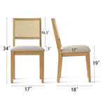 Lot de 2 chaises de salle à manger modernes sans accoudoirs avec dossier en rotin tressé et cadre en bois, chaises d'appoint élégantes pour cuisine ou salle à manger - Panipeachy