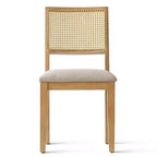 Lot de 2 chaises de salle à manger modernes sans accoudoirs avec dossier en rotin tressé et cadre en bois, chaises d'appoint élégantes pour cuisine ou salle à manger - Panipeachy