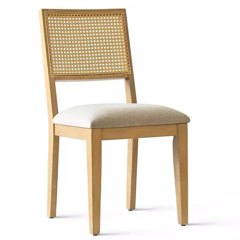 Lot de 2 chaises de salle à manger modernes sans accoudoirs avec dossier en rotin tressé et cadre en bois, chaises d'appoint élégantes pour cuisine ou salle à manger - Panipeachy