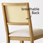 Lot de 2 chaises de salle à manger modernes sans accoudoirs avec dossier en rotin tressé et cadre en bois, chaises d'appoint élégantes pour cuisine ou salle à manger - Panipeachy