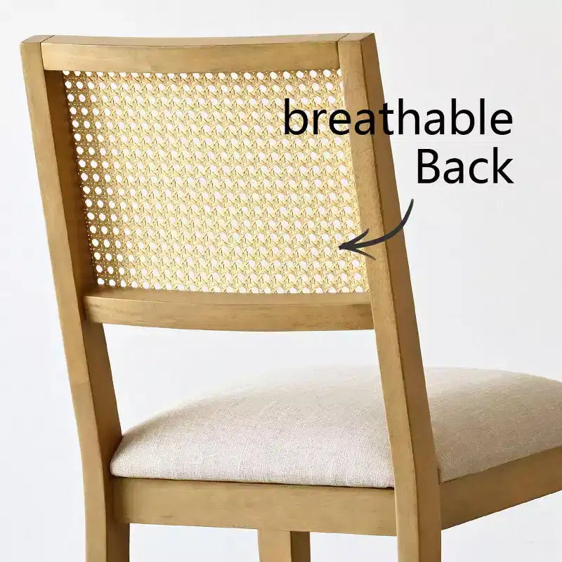 Lot de 2 chaises de salle à manger modernes sans accoudoirs avec dossier en rotin tressé et cadre en bois, chaises d'appoint élégantes pour cuisine ou salle à manger - Panipeachy