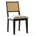 Lot de 2 chaises de salle à manger modernes sans accoudoirs avec dossier en rotin tressé et cadre en bois, chaises d'appoint élégantes pour cuisine ou salle à manger - Panipeachy
