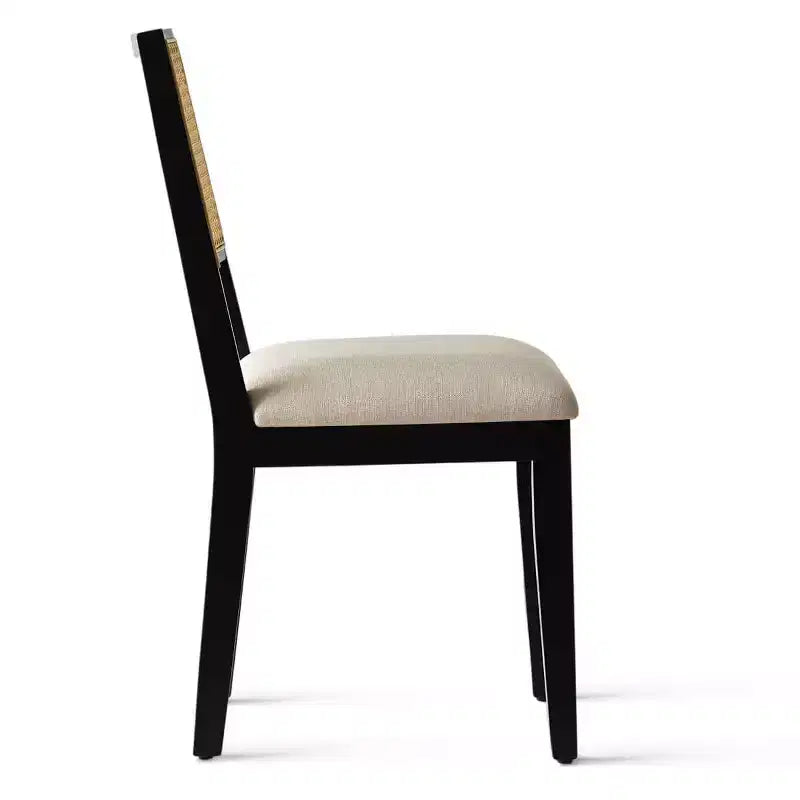 Lot de 2 chaises de salle à manger modernes sans accoudoirs avec dossier en rotin tressé et cadre en bois, chaises d'appoint élégantes pour cuisine ou salle à manger - Panipeachy