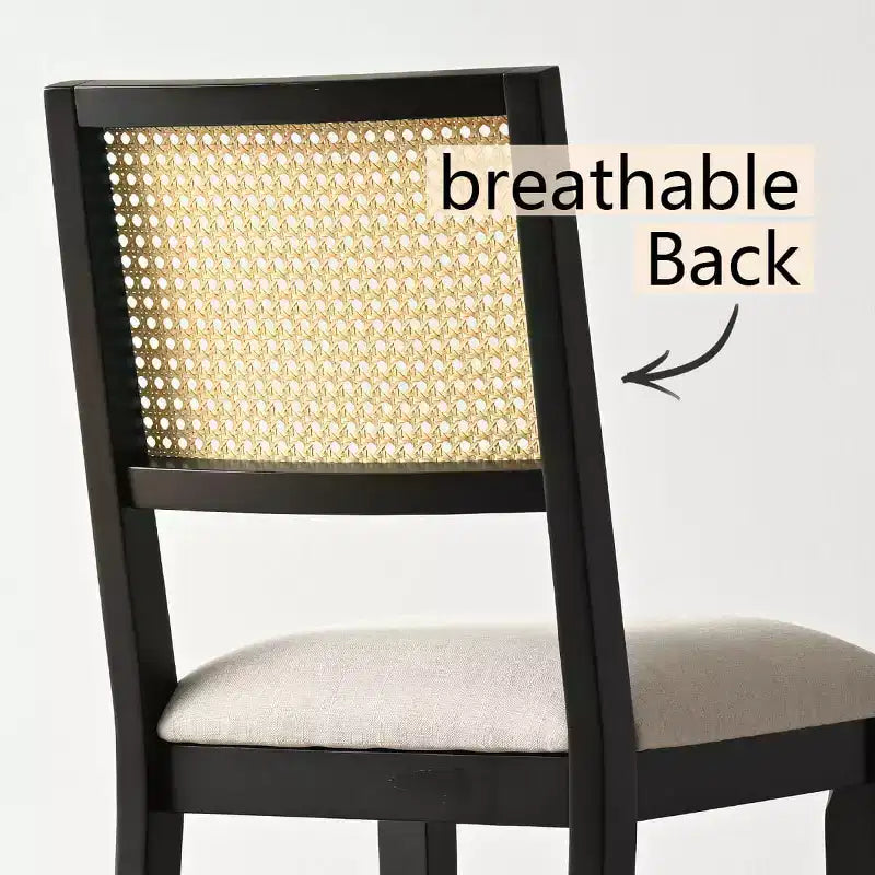 Lot de 2 chaises de salle à manger modernes sans accoudoirs avec dossier en rotin tressé et cadre en bois, chaises d'appoint élégantes pour cuisine ou salle à manger - Panipeachy