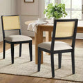 Set of 2 Modern Armless Dining Chairs with Woven Rattan Back and Wooden Frame, Elegant Side Chairs for Kitchen or Dining Room-Panipeachy