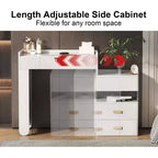 Meuble Coiffeuse 3-en-1 GDFStudio Viggo avec Miroir Rabattable, Tabouret, Éclairage LED et Meuble Latéral Rétractable