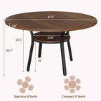 Table à manger pour 4 personnes, table de cuisine de 119 cm, table de salle à manger ronde avec étagère de rangement pour salle à manger, cuisine