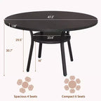 Table à manger pour 4 personnes, table de cuisine de 119 cm, table de salle à manger ronde avec étagère de rangement pour salle à manger, cuisine