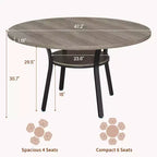 Table à manger pour 4 personnes, table de cuisine de 119 cm, table de salle à manger ronde avec étagère de rangement pour salle à manger, cuisine