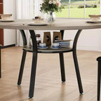 Table à manger pour 4 personnes, table de cuisine de 119 cm, table de salle à manger ronde avec étagère de rangement pour salle à manger, cuisine