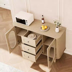 47.2 Armoire de buffet avec 2 portes en verre cannelé et 3 tiroirs, meuble d'appoint de style ferme moderne avec étagères réglables pour cuisine, salon