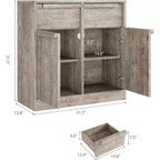 Grand meuble de rangement avec panneaux imitation bois, Rangement multifonctionnel pour la cuisine, la salle à manger et le salon